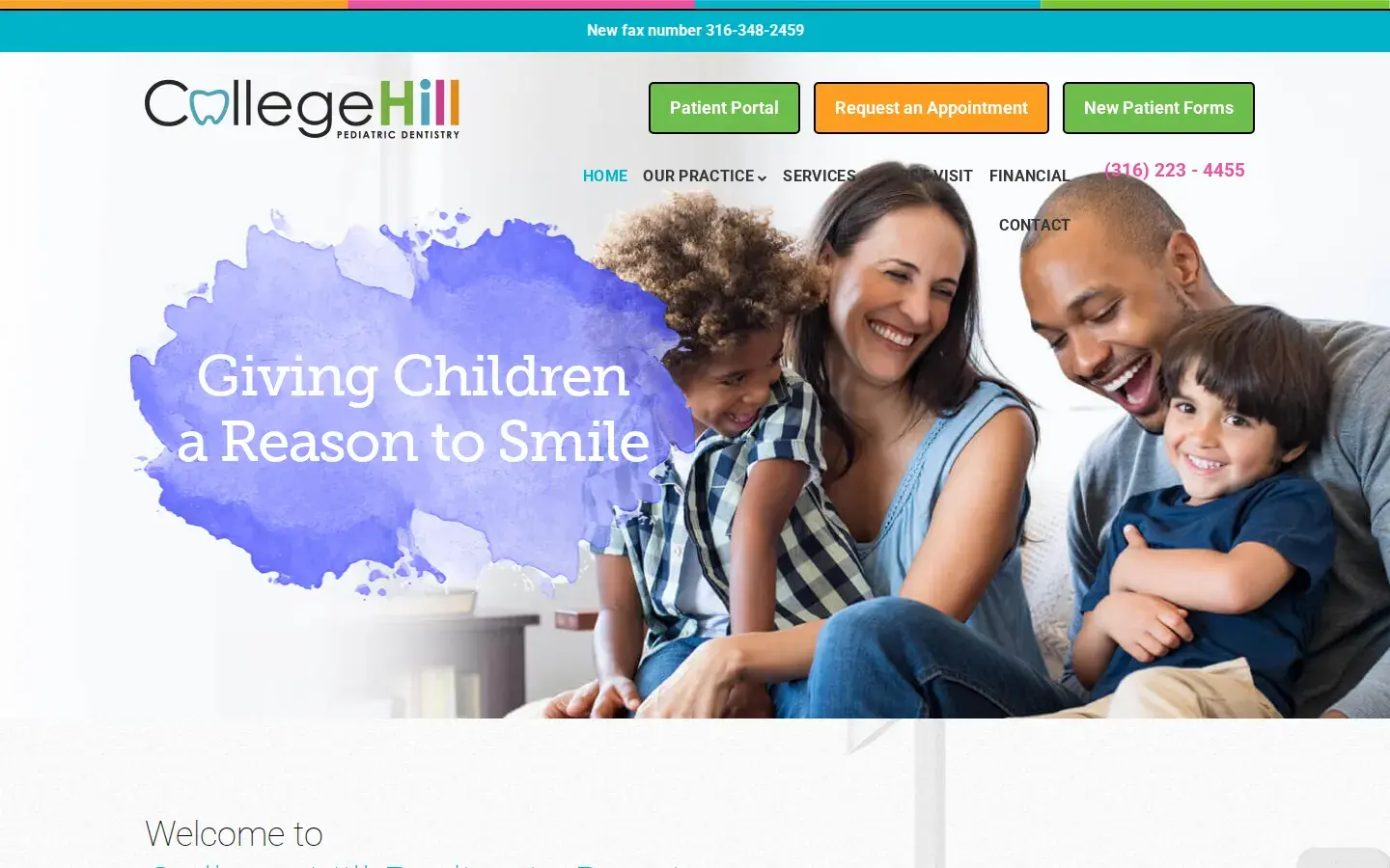 Homepage preview of College Hill Pediatric Dentistry