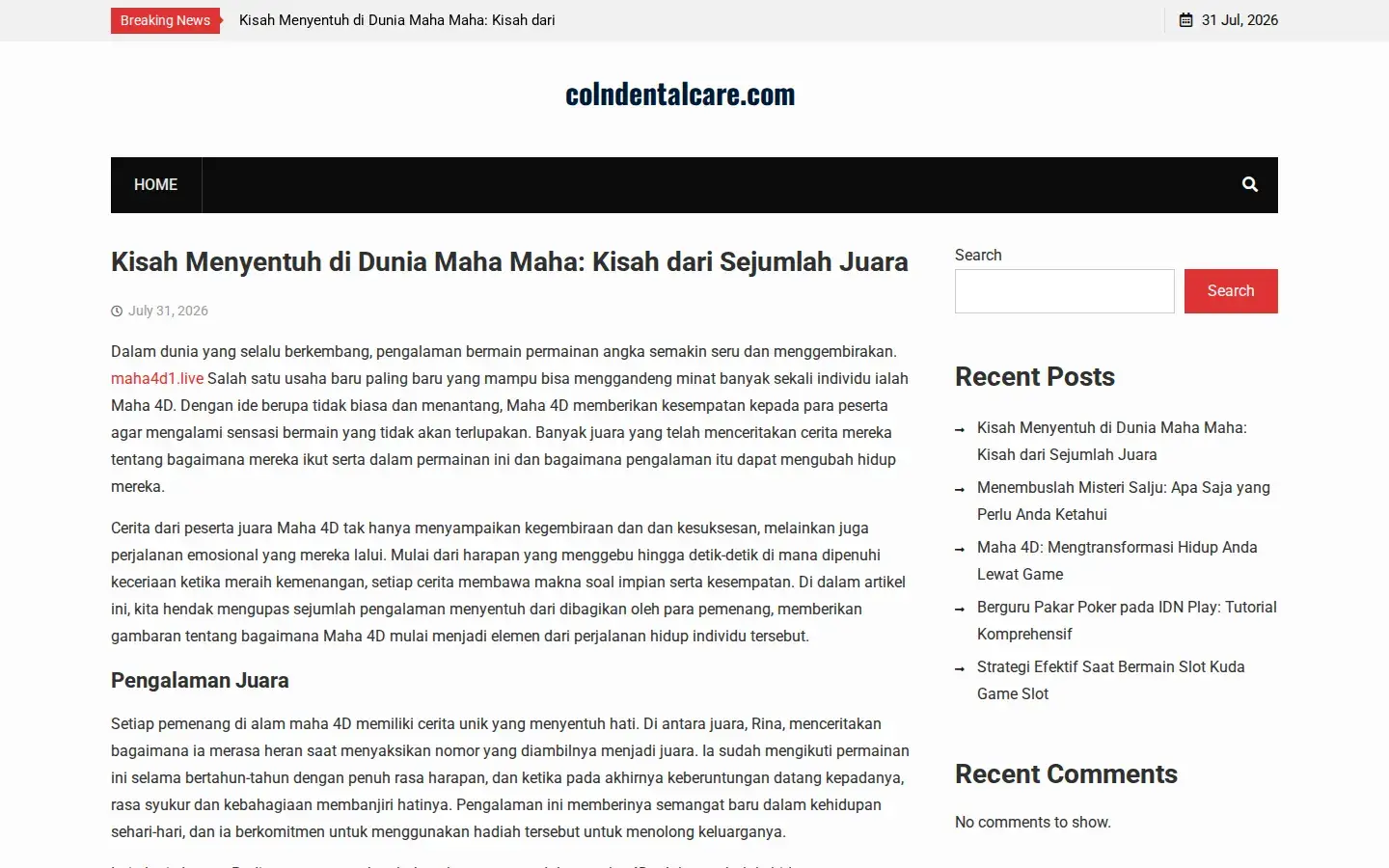 Homepage preview of Coln Dental Care