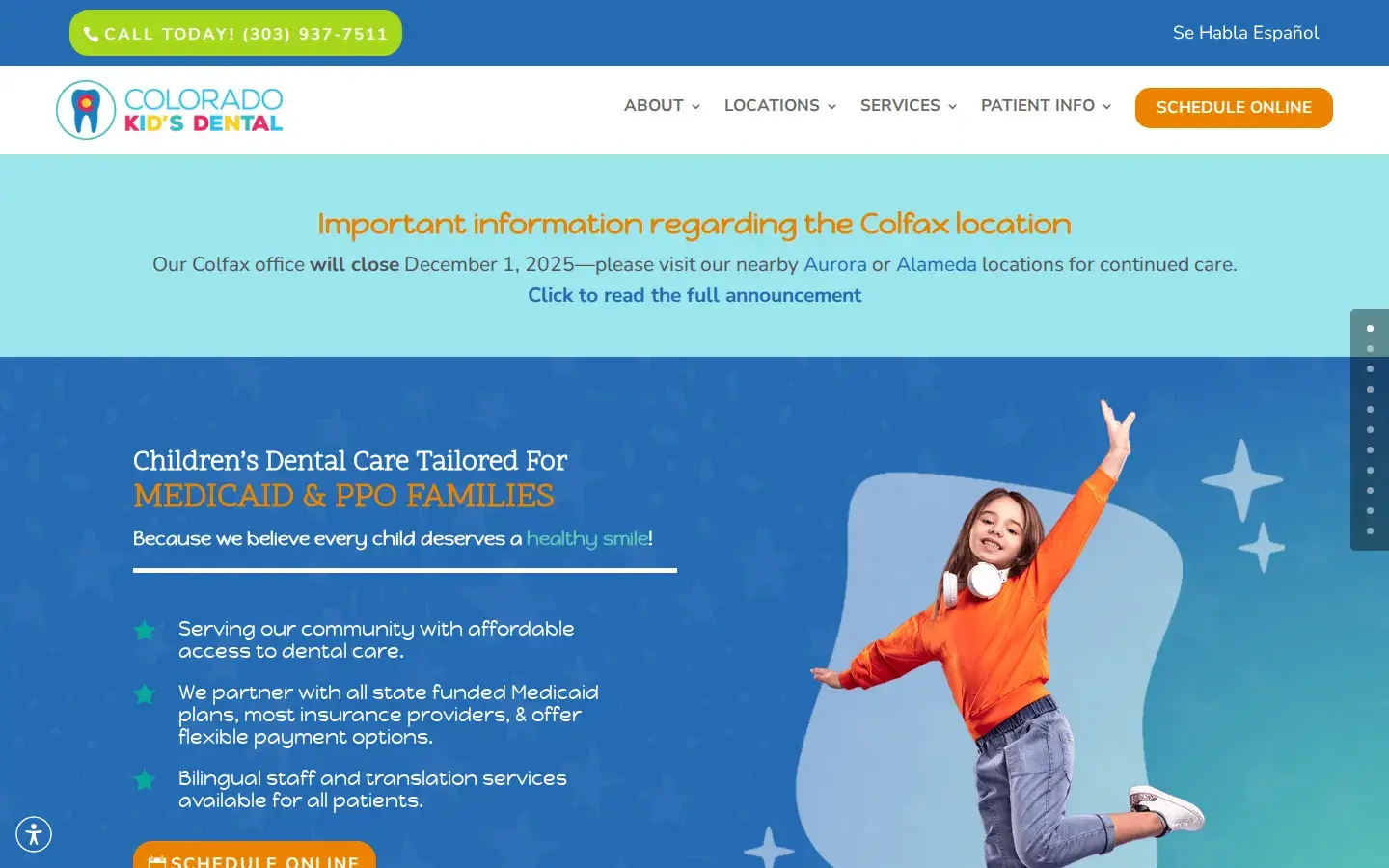 Homepage preview of Colorado Kid's Dental