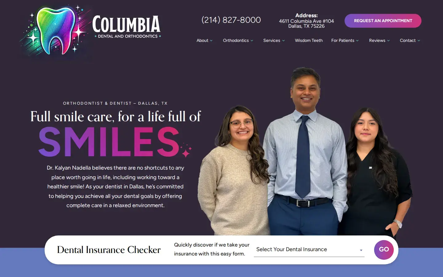 Homepage preview of Columbia Dental and Orthodontics