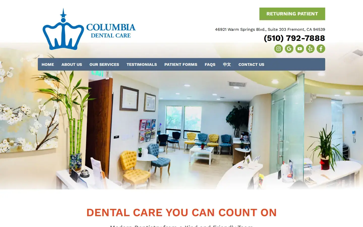 Homepage preview of Columbia Dental Care