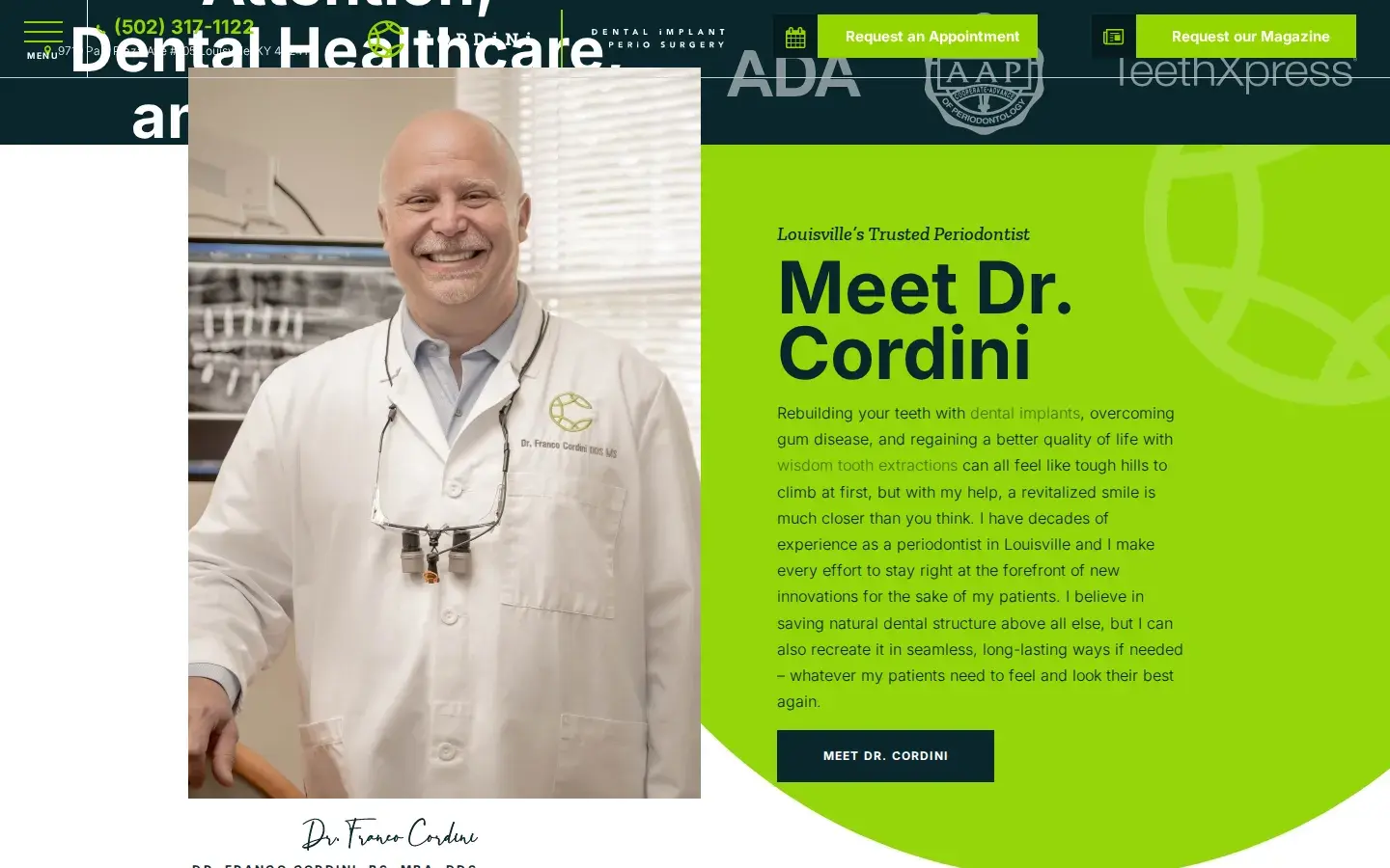 Homepage preview of Cordini Periodontics