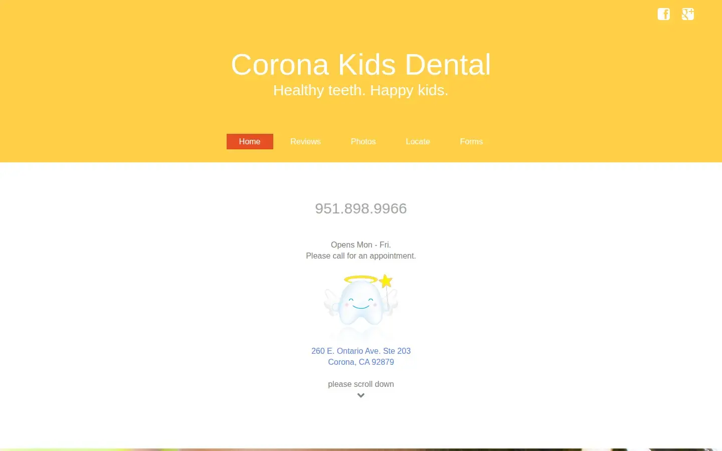 Homepage preview of Corona Kids Dental