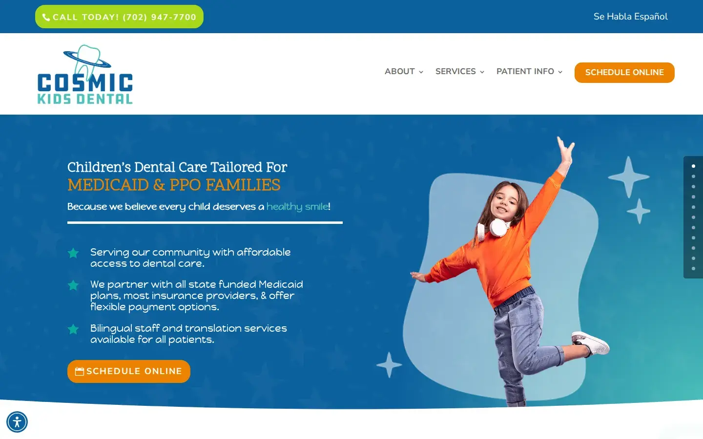 Homepage preview of Cosmic Kids Dental