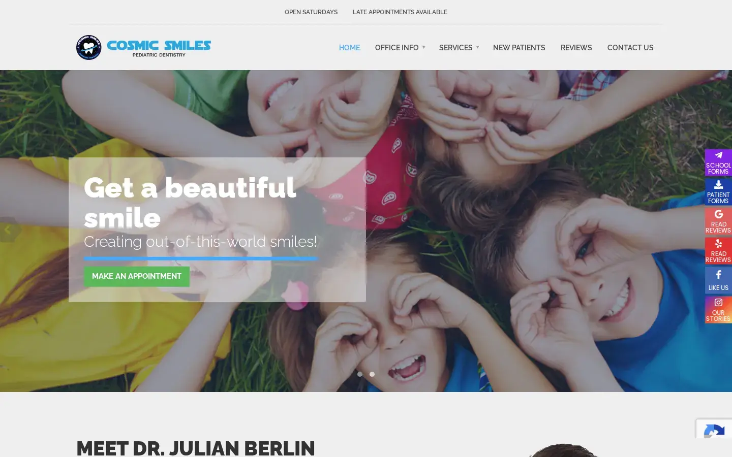 Homepage preview of Cosmic Smiles Pediatric Dentistry