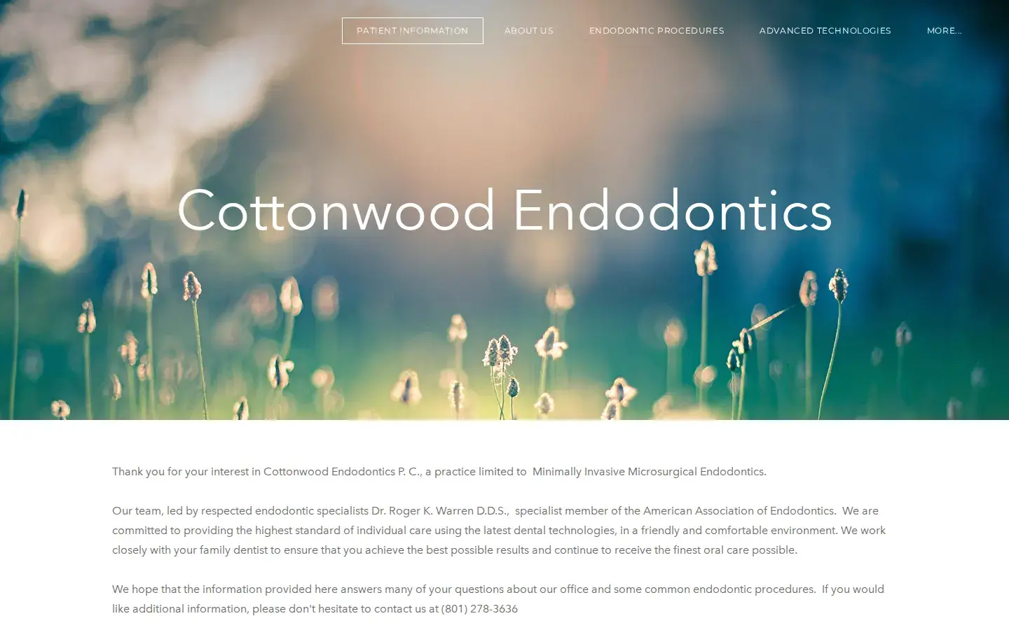 Homepage preview of Cottonwood Endodontics PC