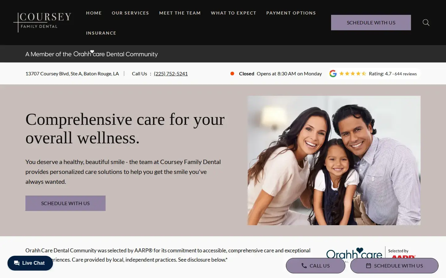 Homepage preview of Coursey Family Dental