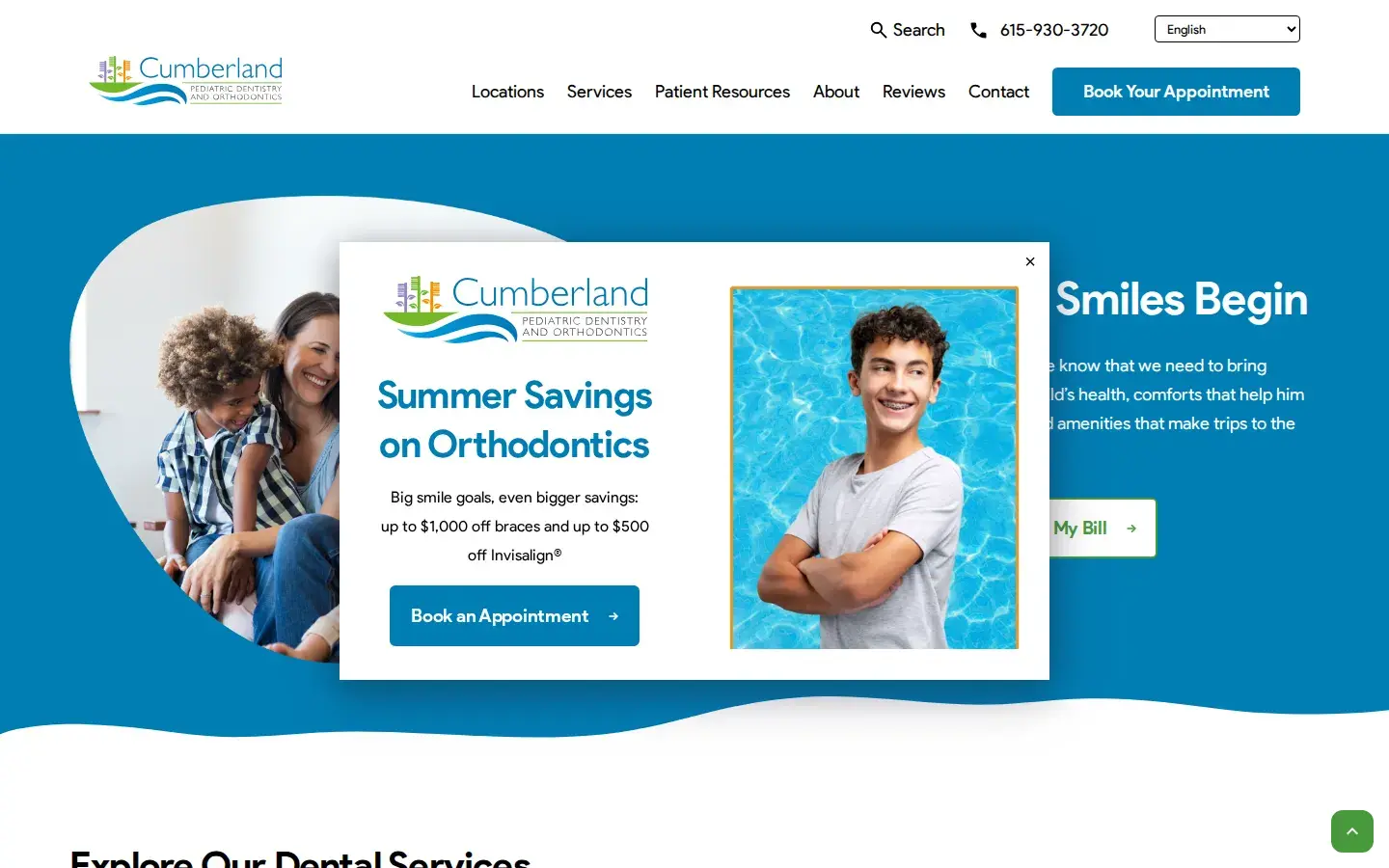 Homepage preview of Cumberland Pediatric Dentistry and Orthodontics