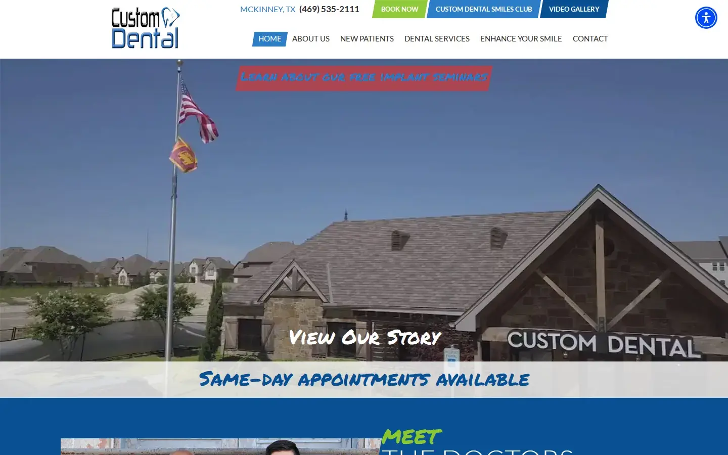 Homepage preview of Custom Dental of McKinney