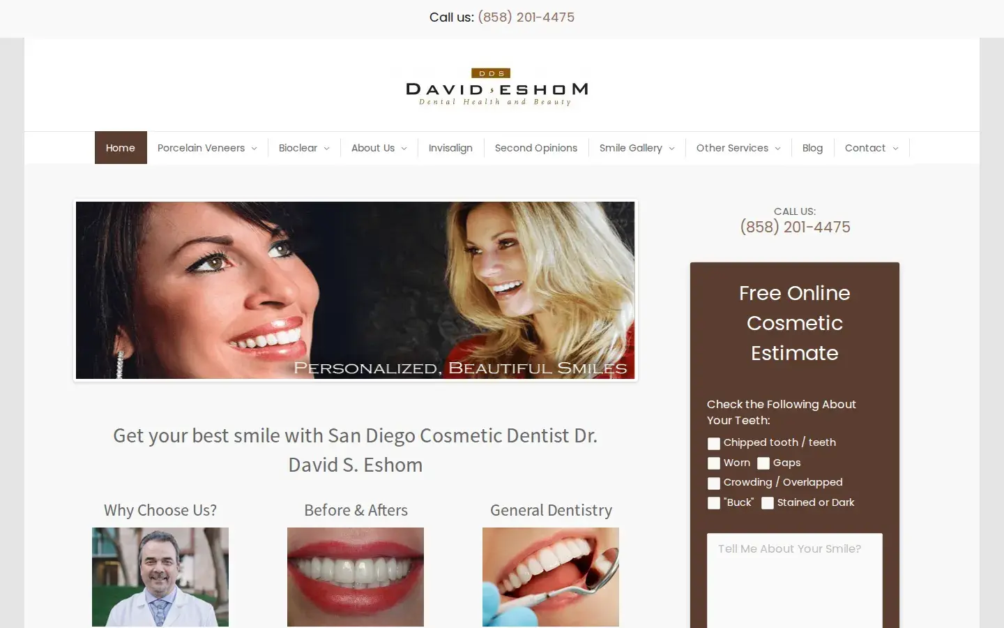 Homepage preview of David Eshom, DDS