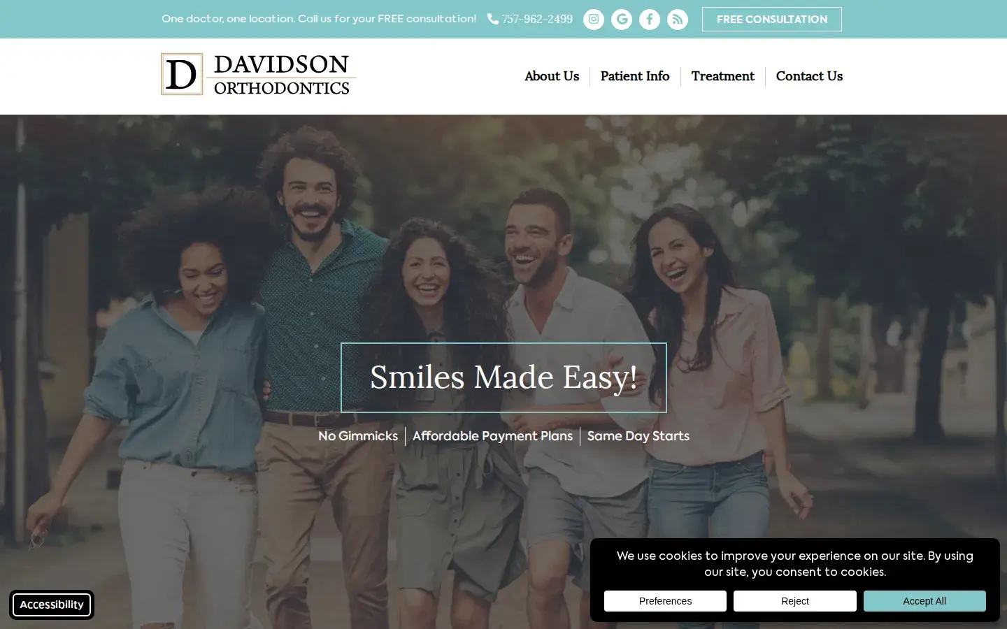 Homepage preview of Davidson Orthodontics