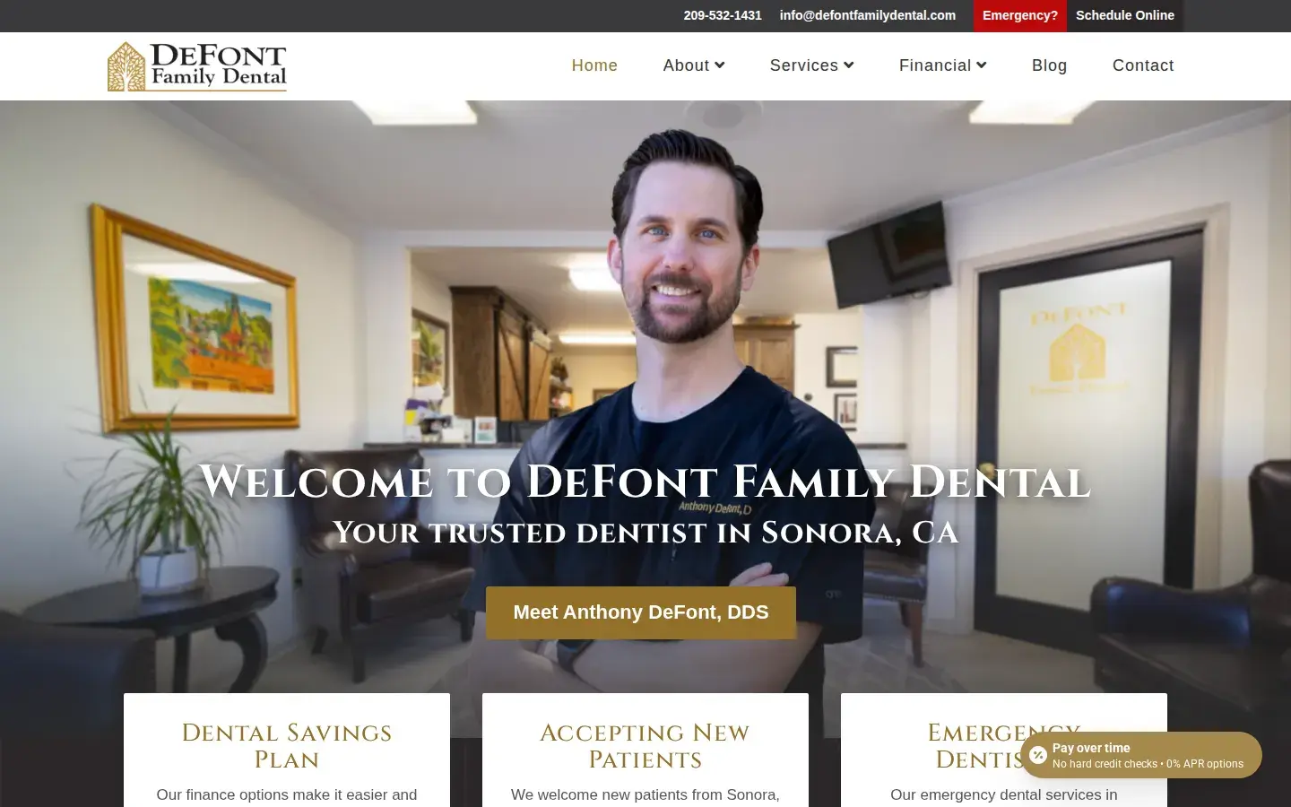 Homepage preview of DeFont Family Dental