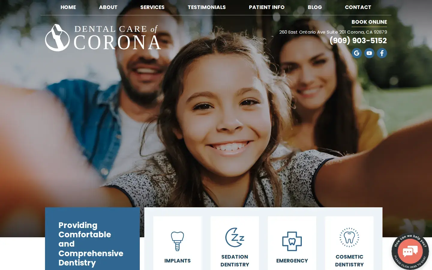 Homepage preview of Dental Care of Corona