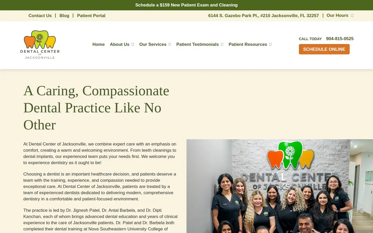 Homepage preview of Dental Center of Jacksonville