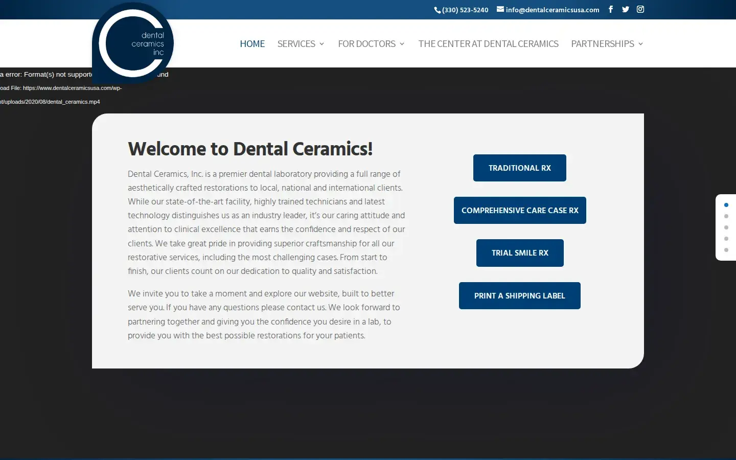 Homepage preview of Dental Ceramics Inc.