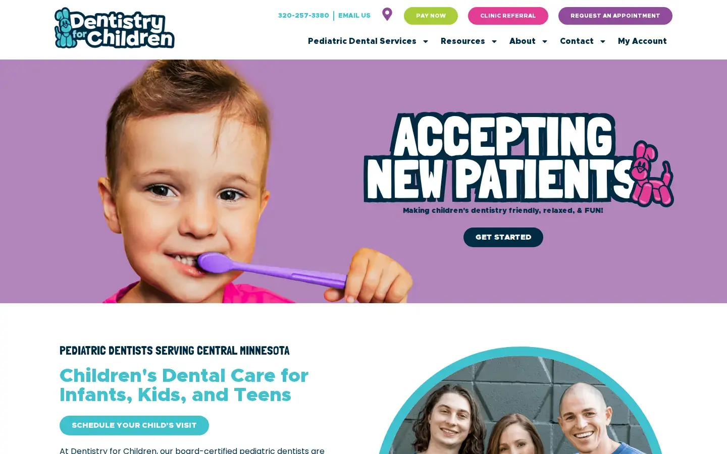Homepage preview of Dentistry for Children