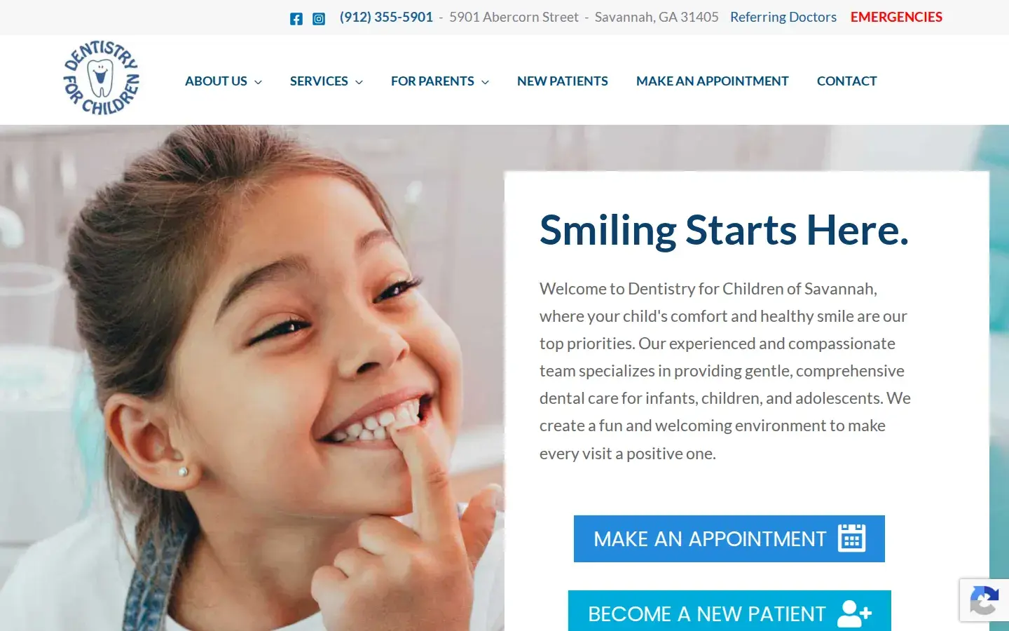 Homepage preview of Dentistry For Children
