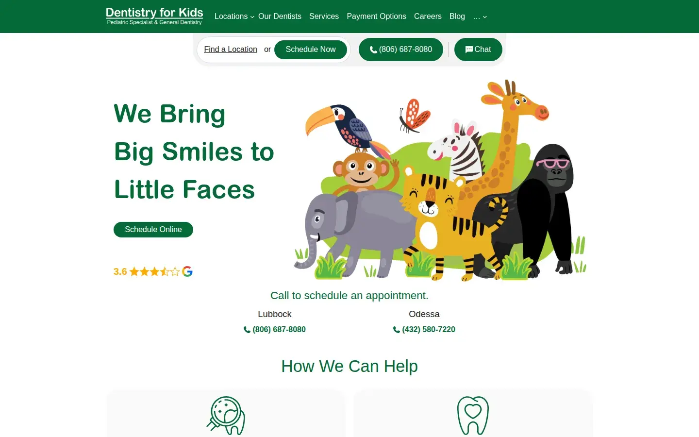Homepage preview of Dentistry for Kids