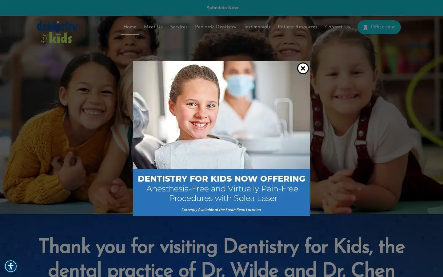 Homepage preview of Dentistry for Kids