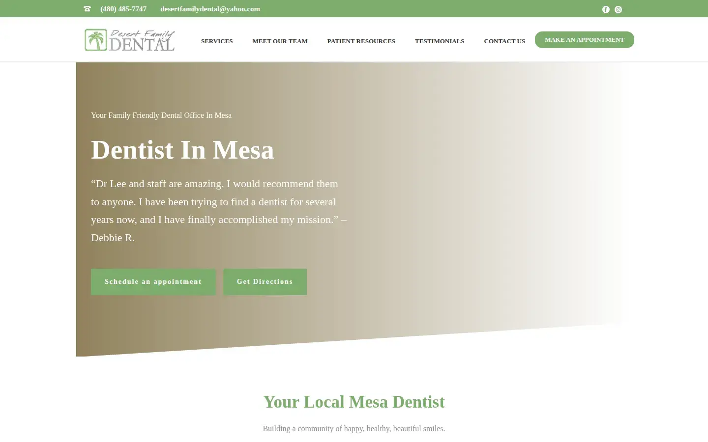 Homepage preview of Desert Family Dental