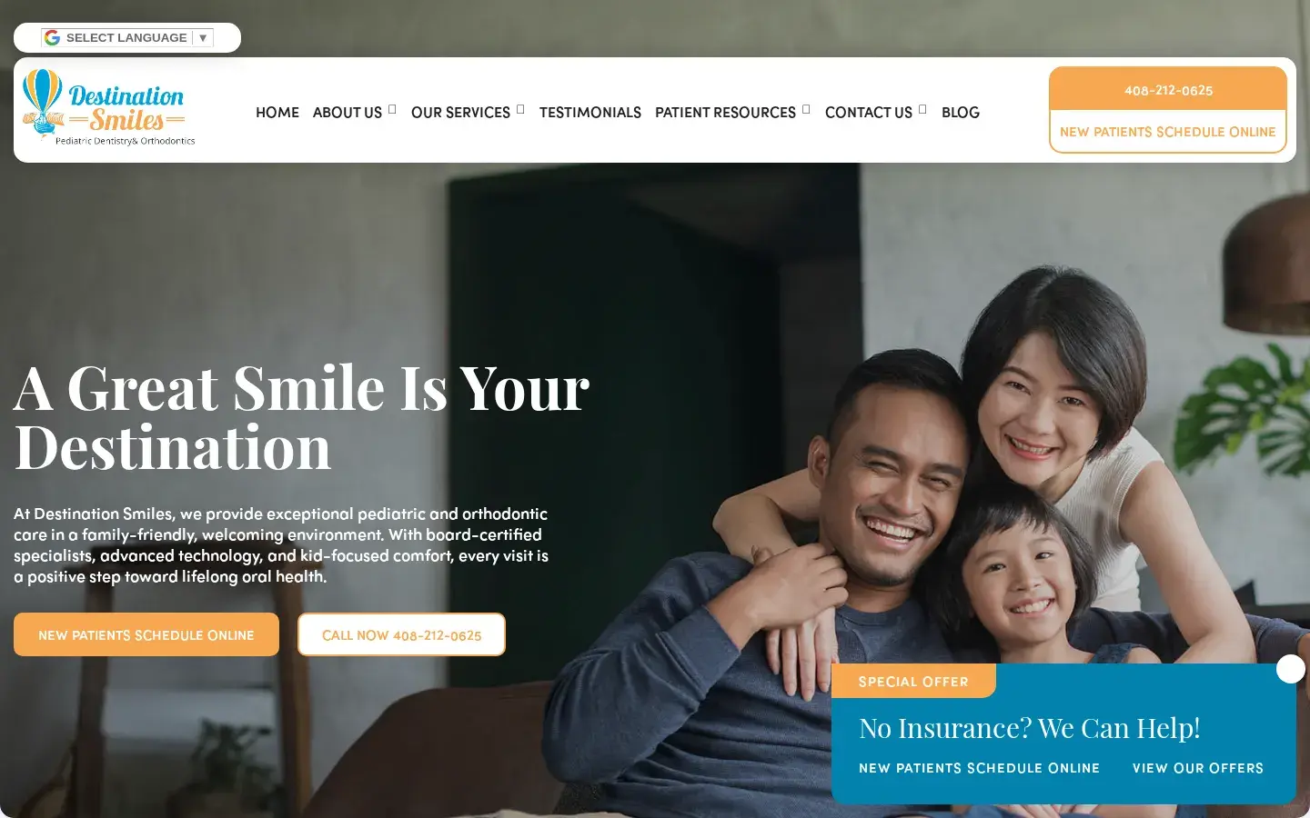 Homepage preview of Destination Smiles-Pediatric Dentistry and Orthodontics