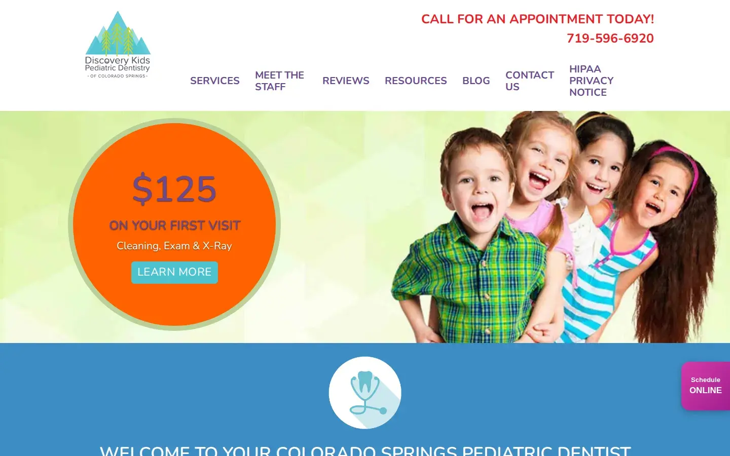 Homepage preview of Discovery Kids Pediatric Dentistry