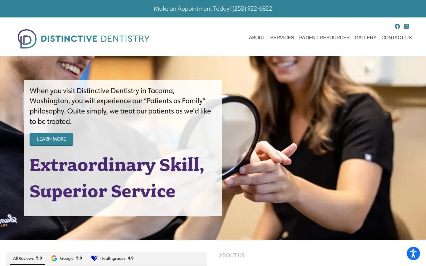 Homepage preview of Distinctive Dentistry; Keith Phillips DMD, MSD