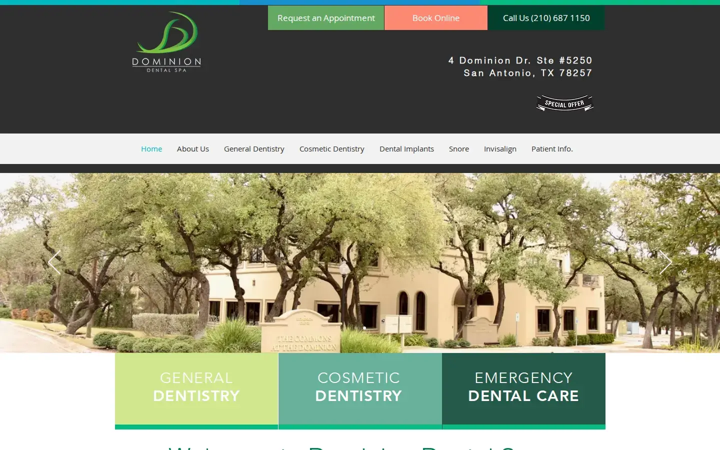 Homepage preview of Dominion Dental Spa