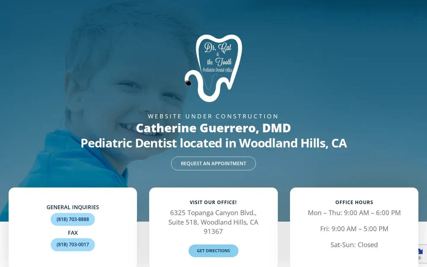 Homepage preview of Dr. Cat & the Tooth Pediatric Dental Office