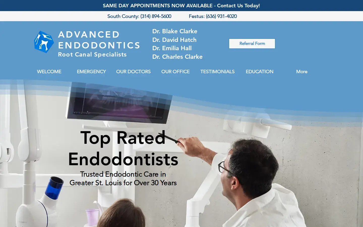 Homepage preview of Dr. Charles Clarke - Advanced Endodontics (South County & Festus)