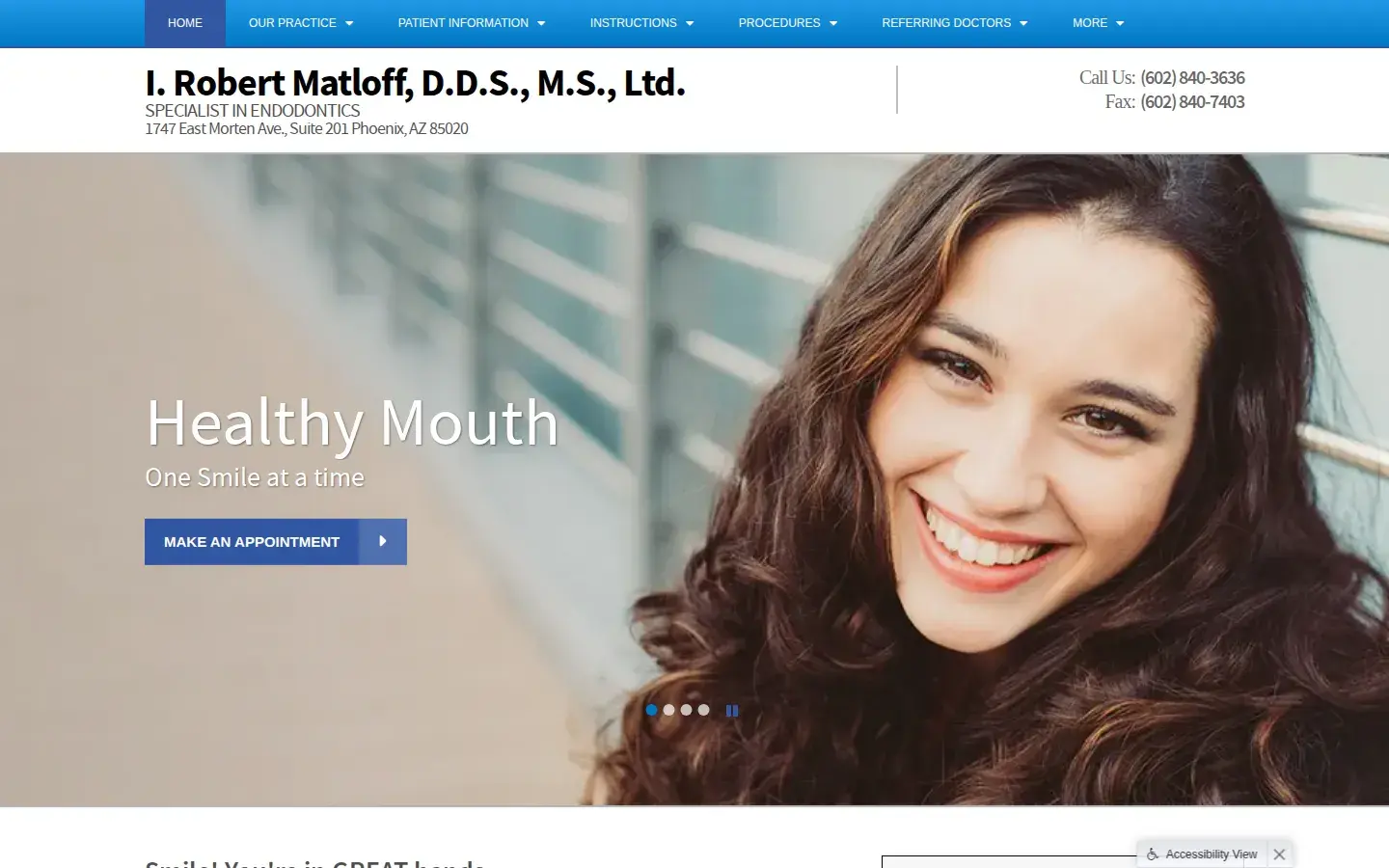 Homepage preview of Dr. Ira R. Matloff, DDS