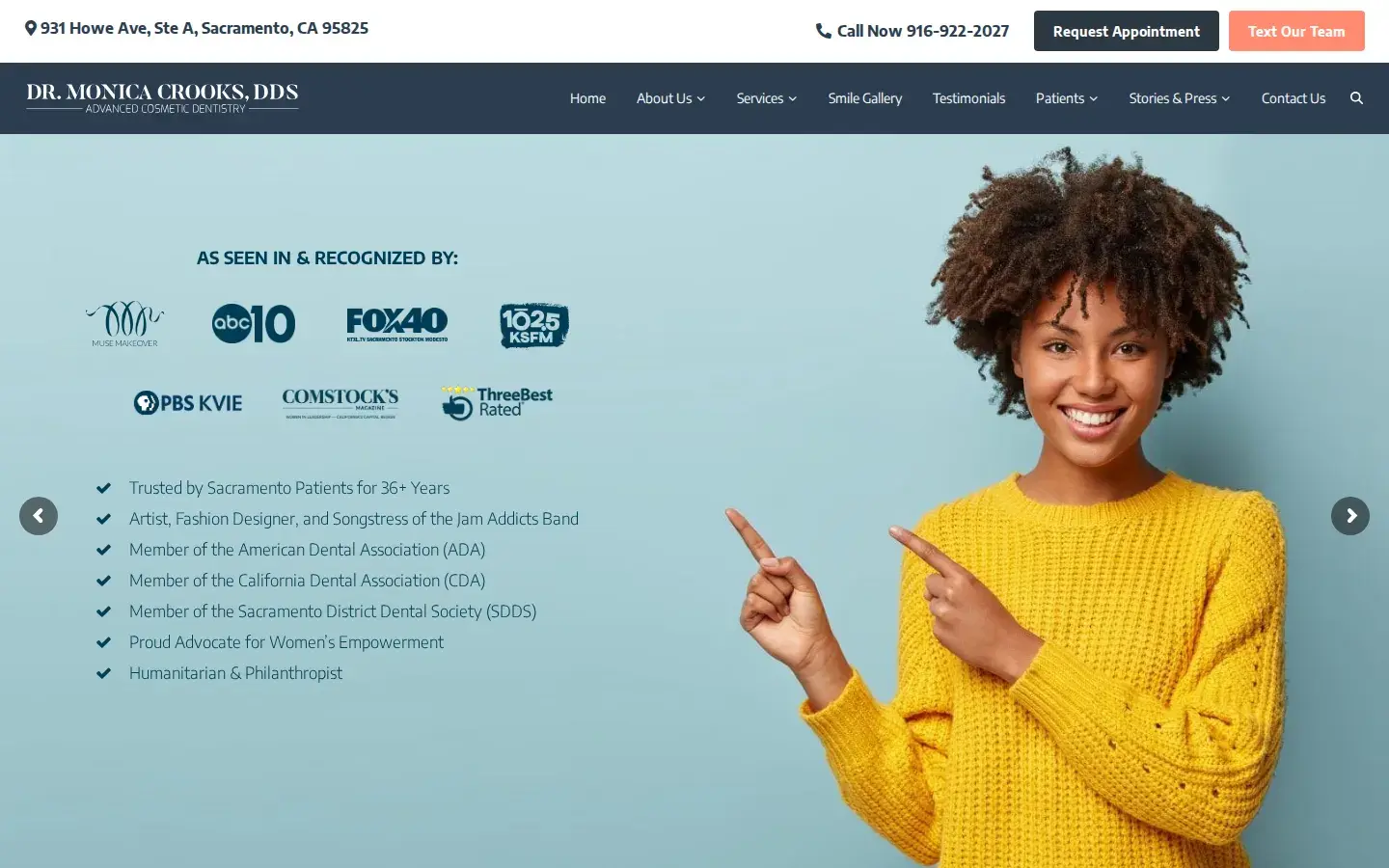 Homepage preview of Dr. Monica Crooks, DDS