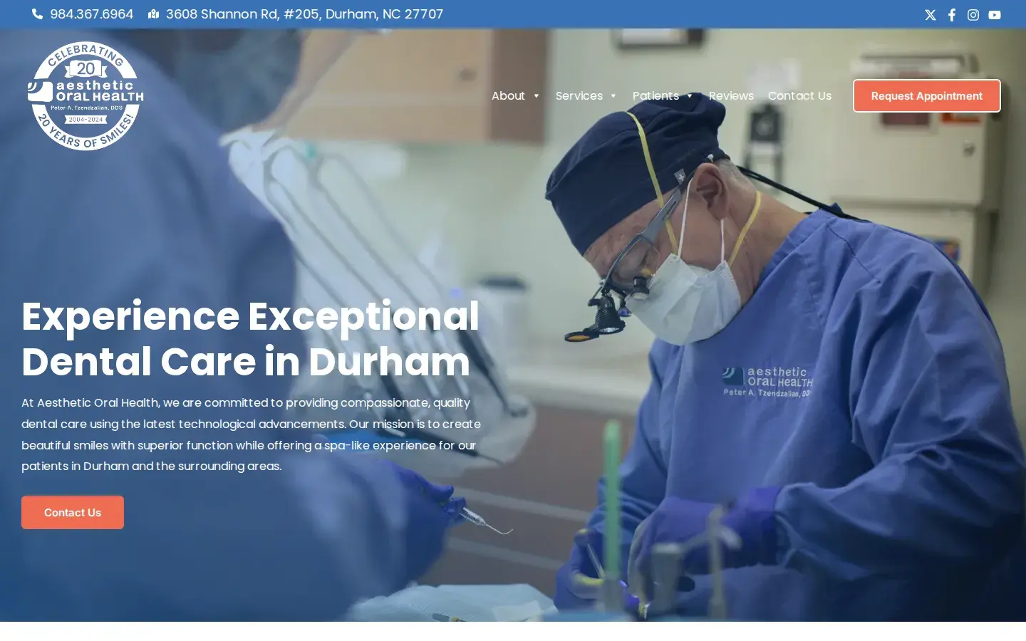 Homepage preview of Dr. Peter A. Tzendzalian, DDS, Aesthetic Oral Health