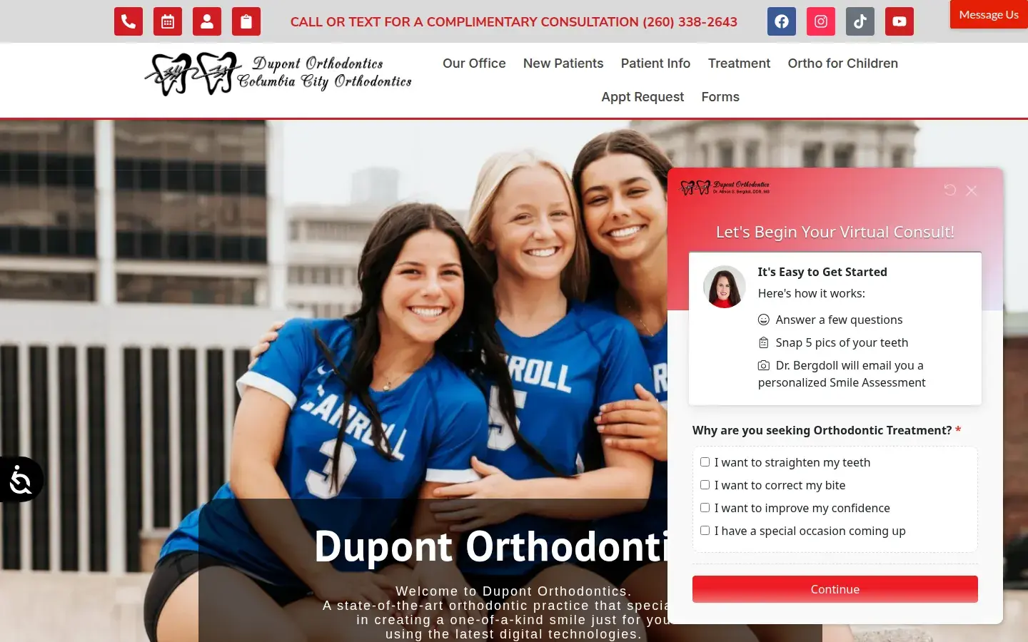 Homepage preview of Dupont Orthodontics: Dr. Allison S. Bergdoll, DDS, MS
