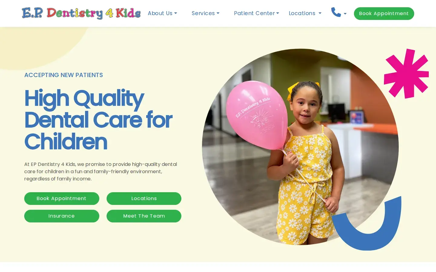 Homepage preview of E.P. Dentistry 4 Kids - Dyer