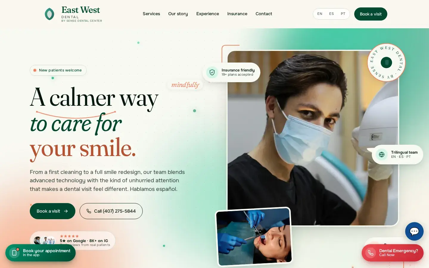 Homepage preview of East West Dental