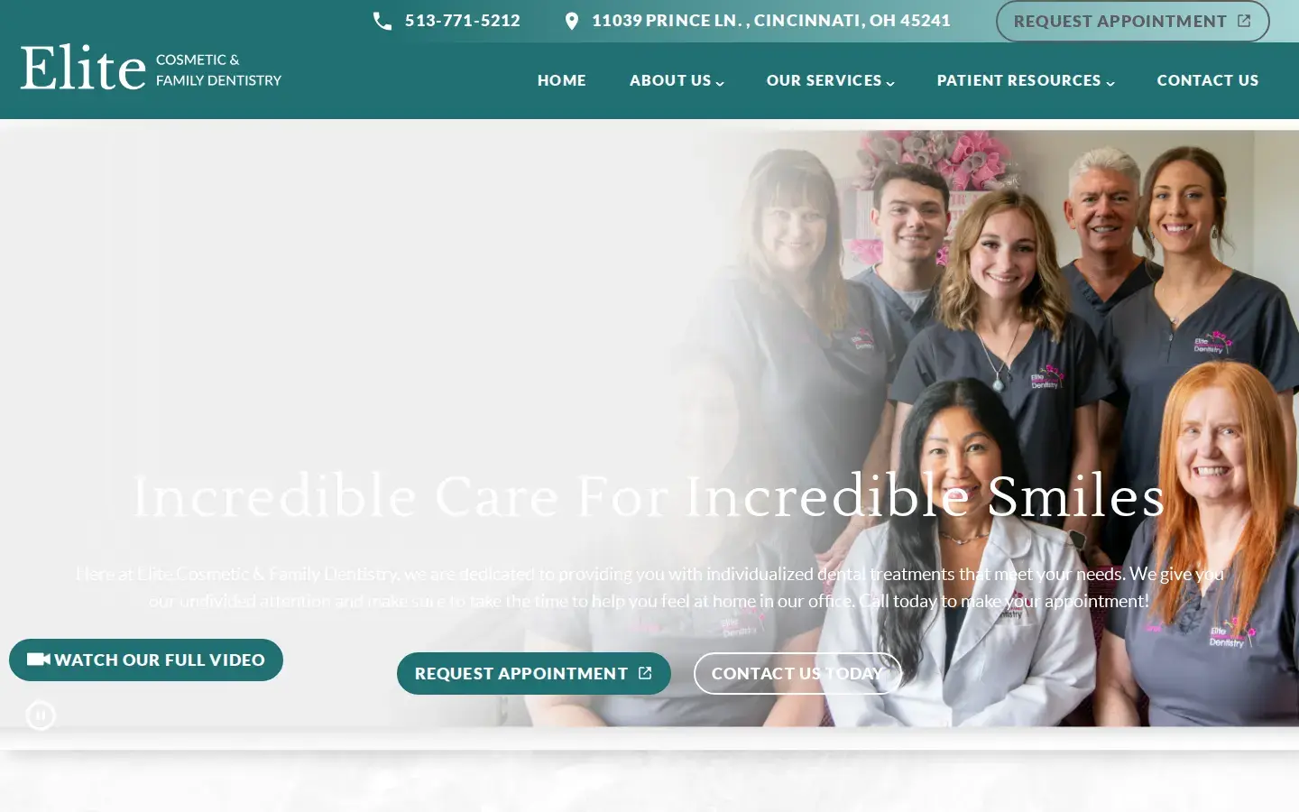 Homepage preview of Elite Cosmetic and Family Dentistry