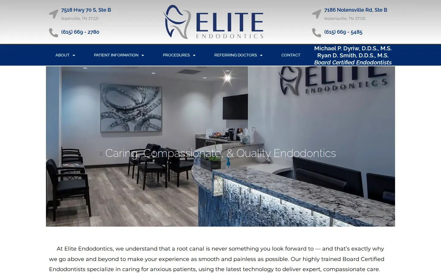 Homepage preview of Elite Endodontics