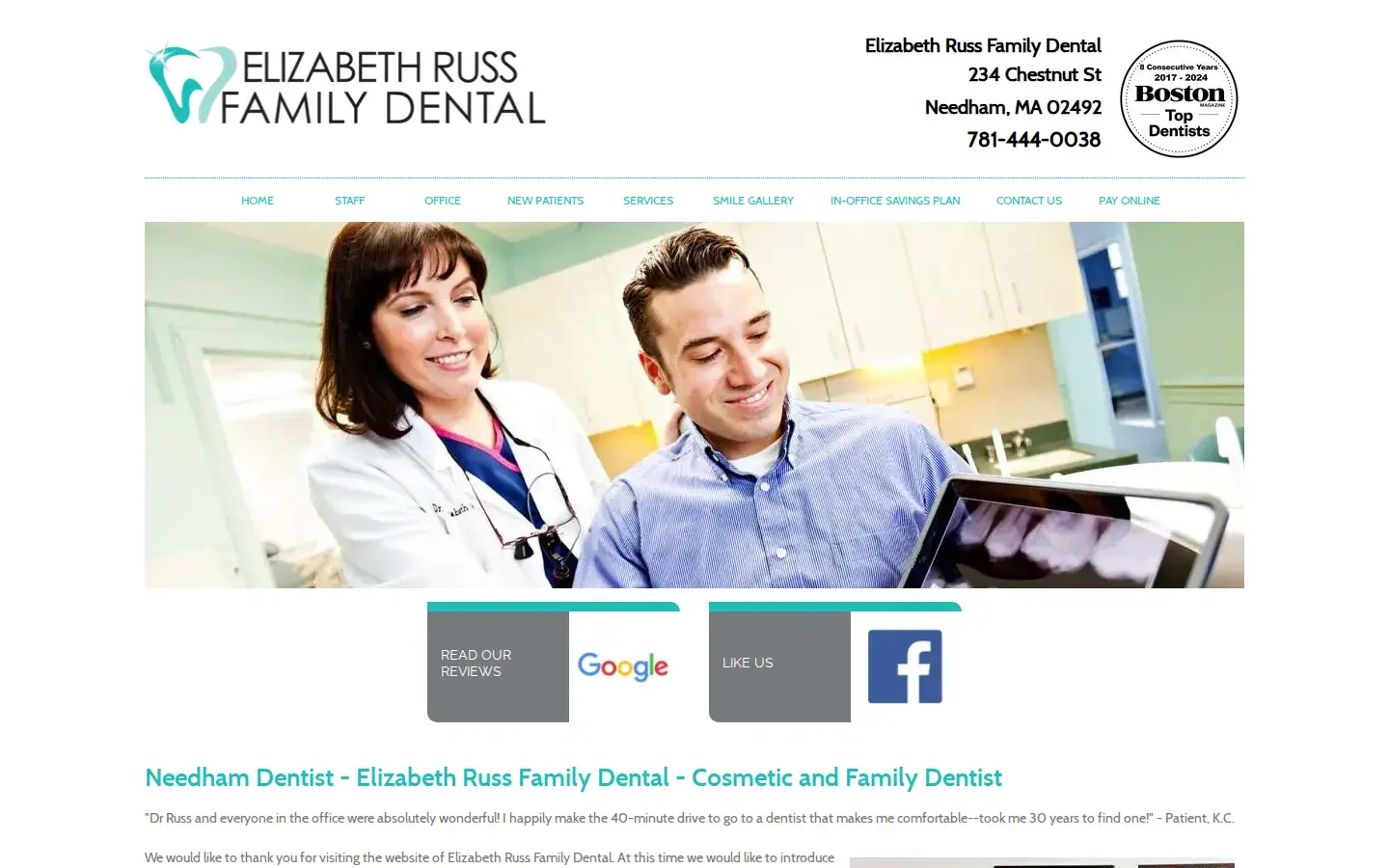 Homepage preview of Elizabeth Russ Family Dental
