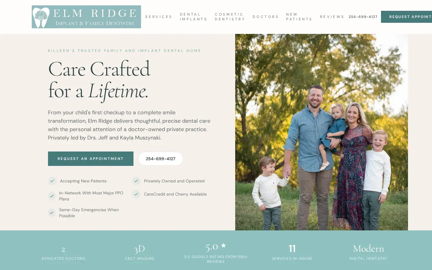 Homepage preview of Elm Ridge Implant and Family Dentistry