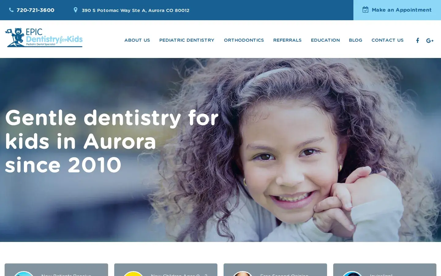 Homepage preview of Epic Dentistry for Kids