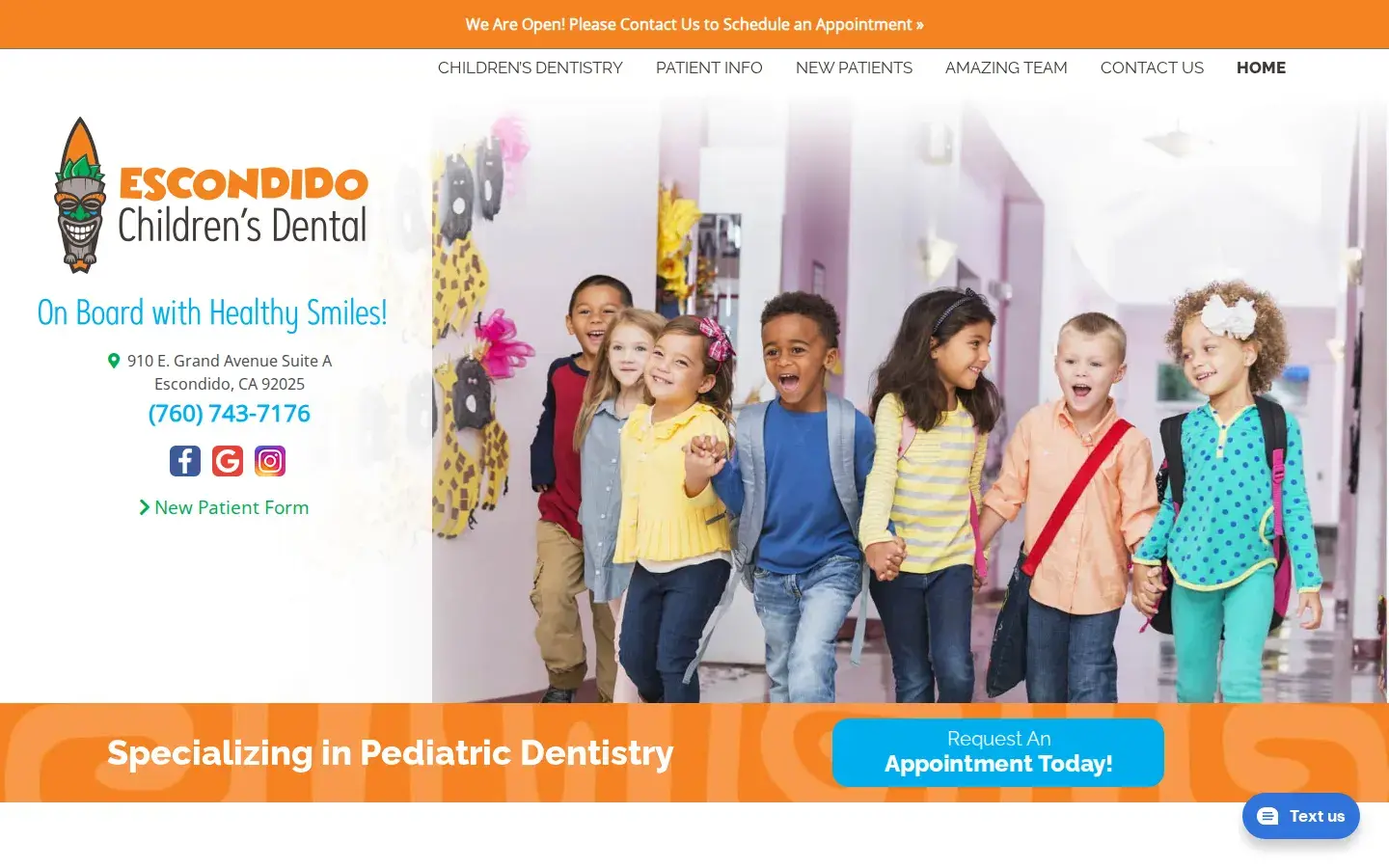Homepage preview of Escondido Children’s Dental
