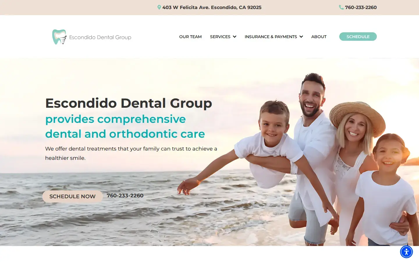 Homepage preview of Escondido Dental Group and Orthodontics