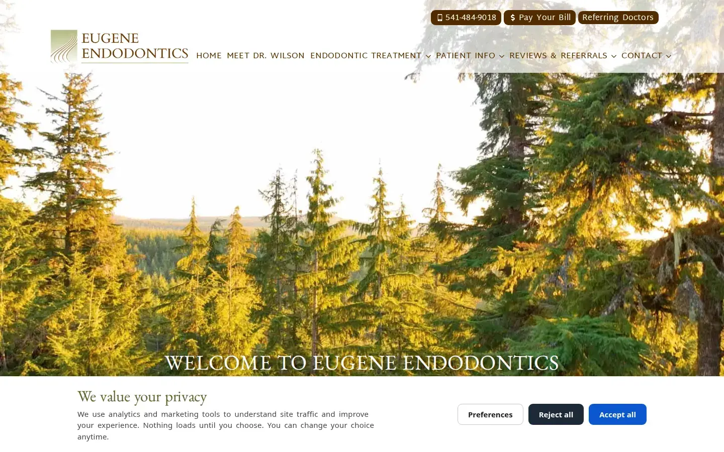 Homepage preview of Eugene Endodontics