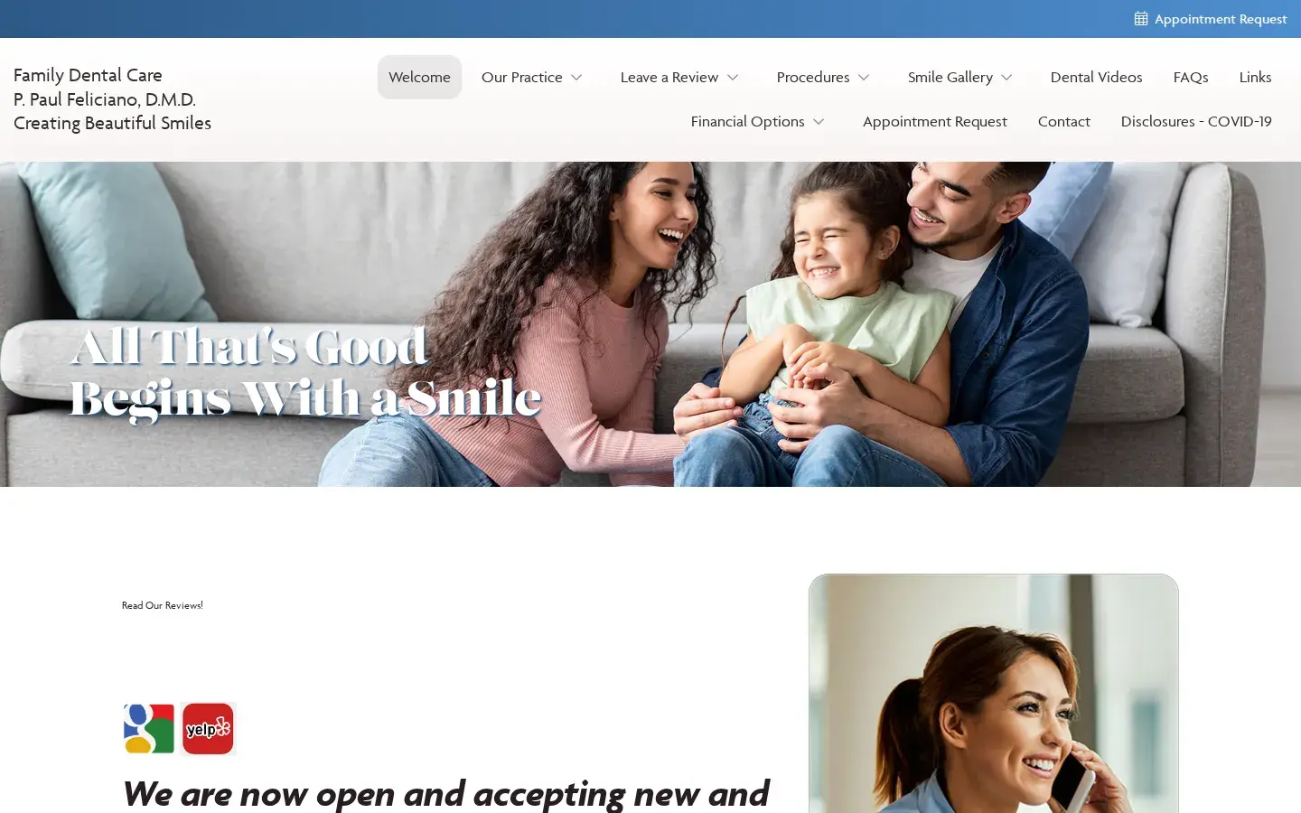 Homepage preview of Family Dental Care: Feliciano Peter Paul DDS