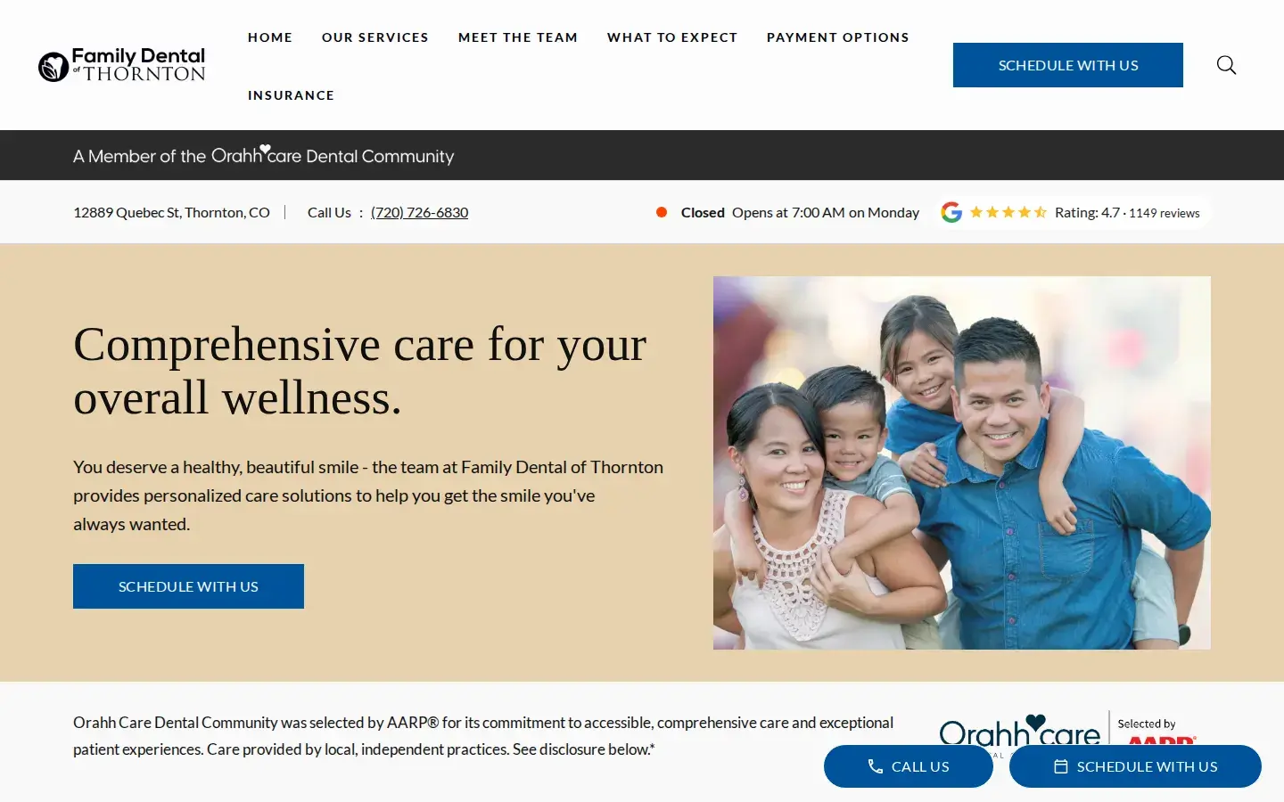 Homepage preview of Family Dental of Thornton