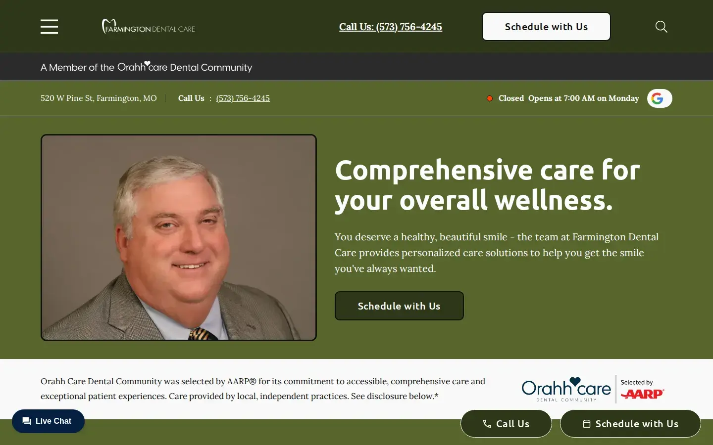 Homepage preview of Farmington Dental Care
