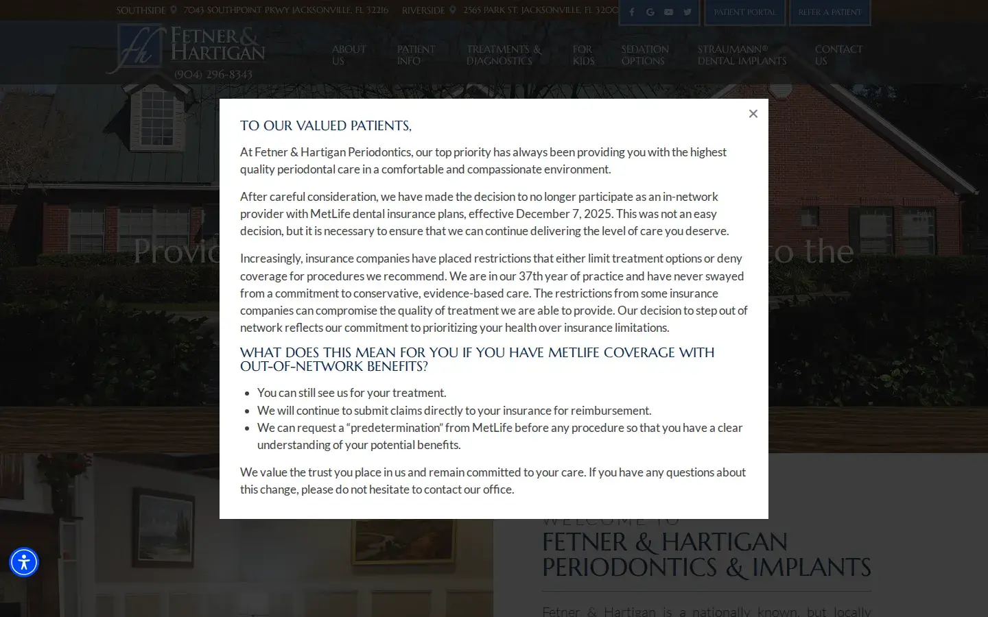 Homepage preview of Fetner & Hartigan, Periodontics and Implants – Southside