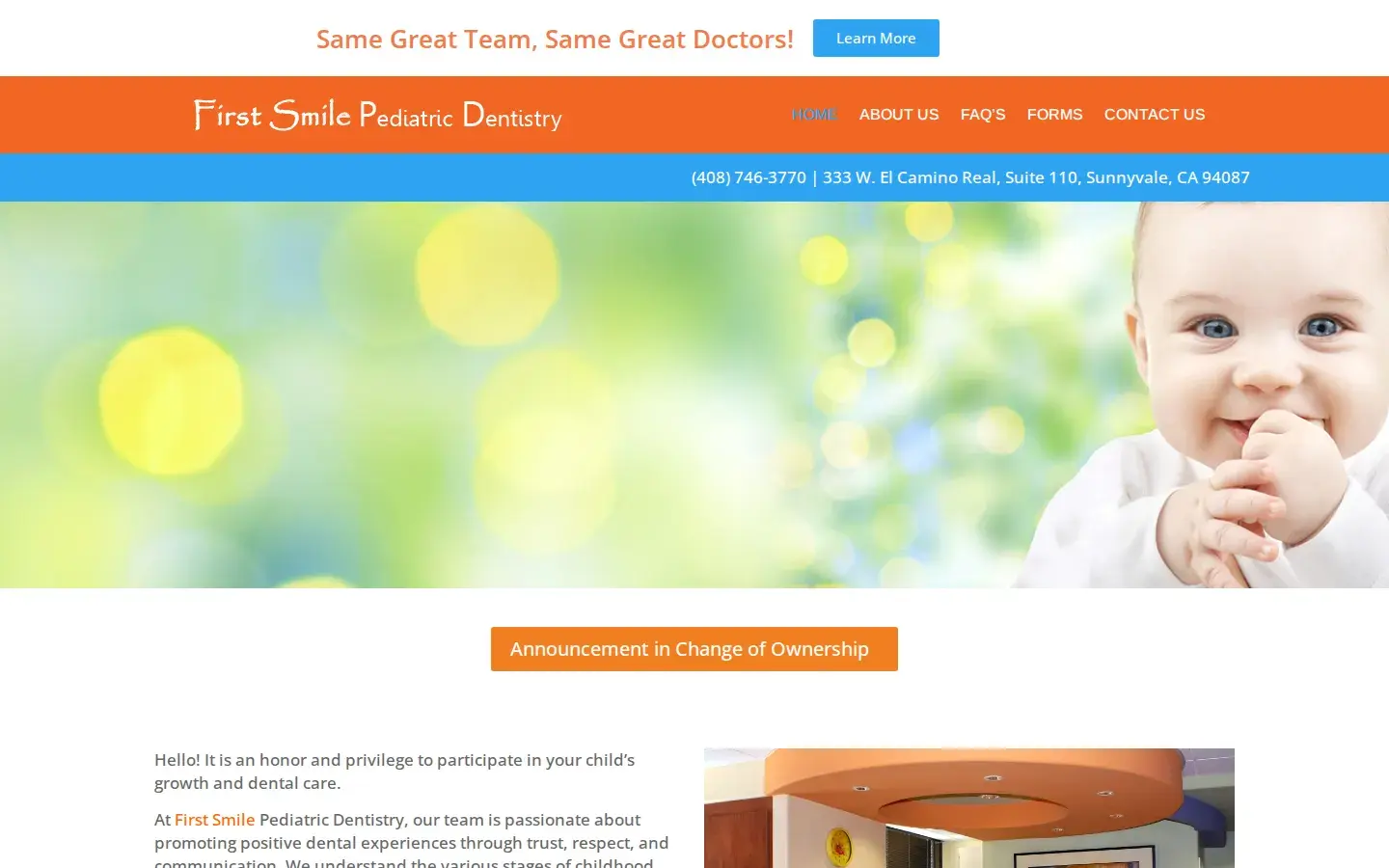 Homepage preview of First Smile Pediatric Dent.