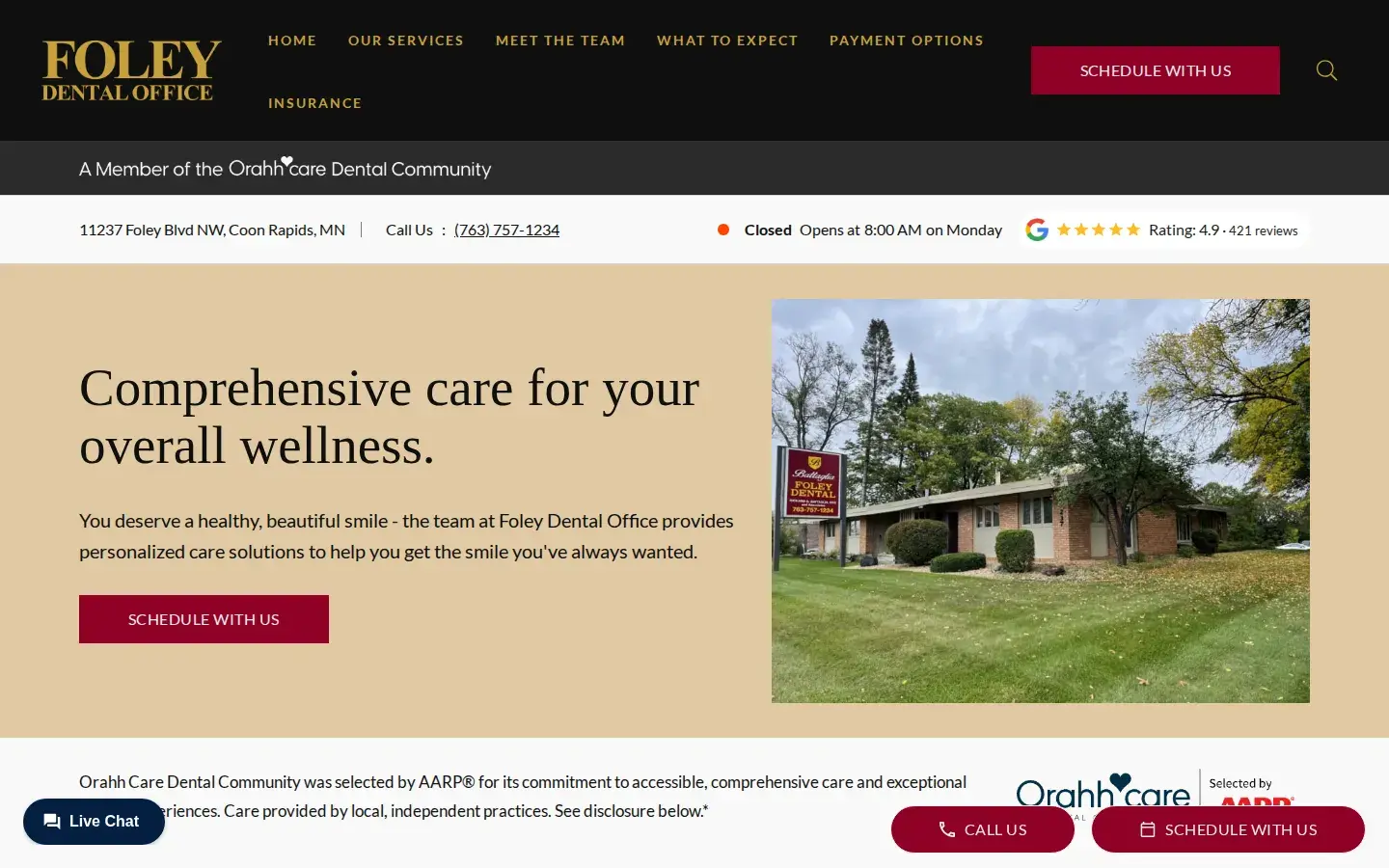 Homepage preview of Foley Dental Office